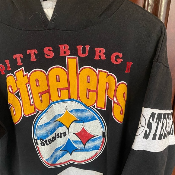 Vintage 80’s Pittsburgh Steelers all over print pullover hoodie made inU.S.A. - Picture 3 of 5